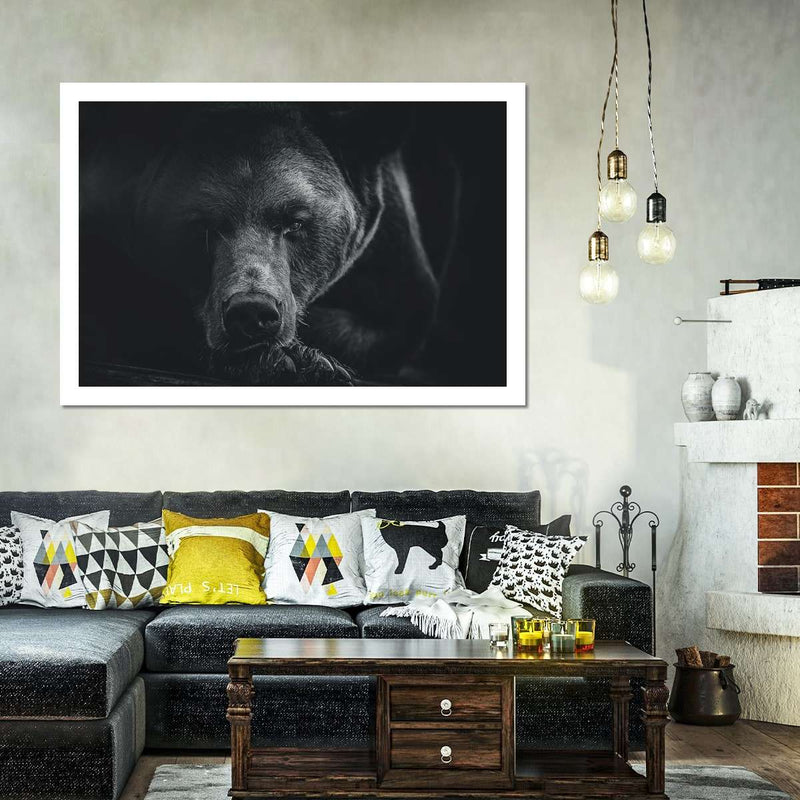 Monochrome Brown Bear Wall Art