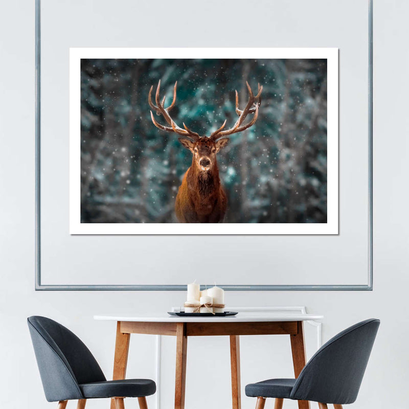 Snowy Noble Deer Wall Art