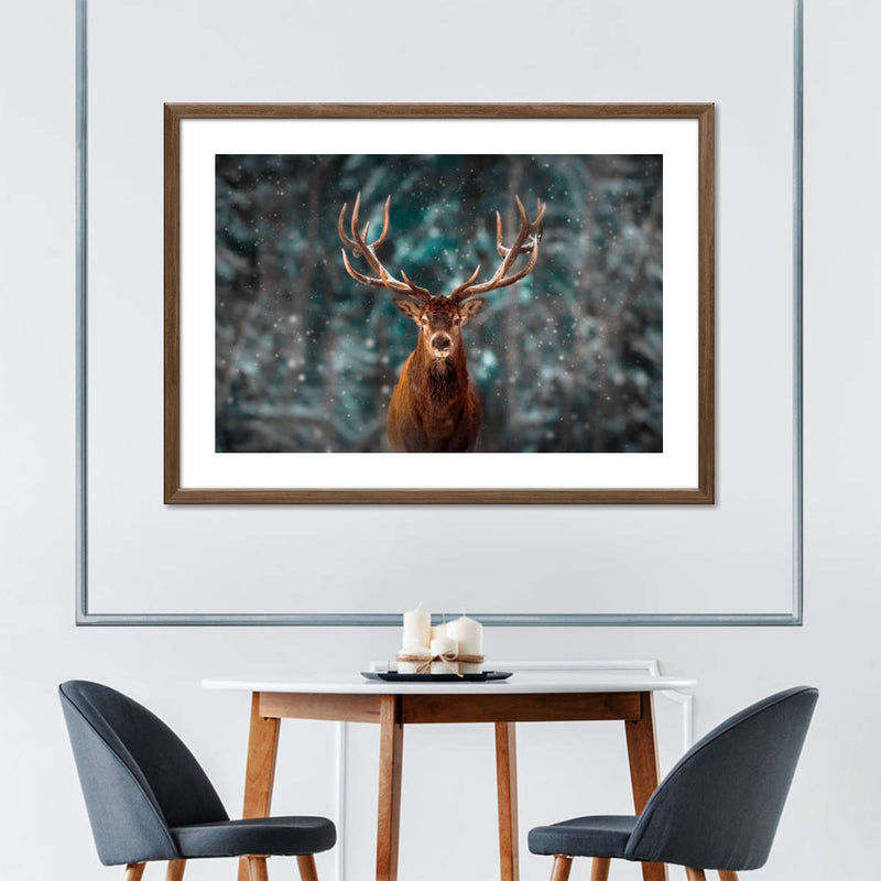 Snowy Noble Deer Wall Art