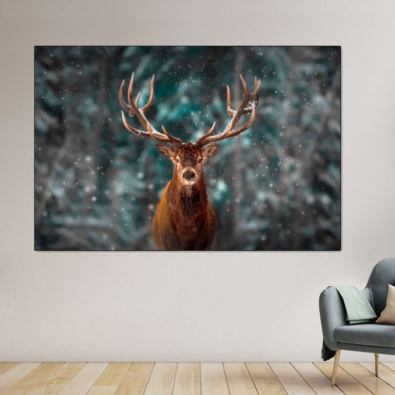 Snowy Noble Deer Wall Art