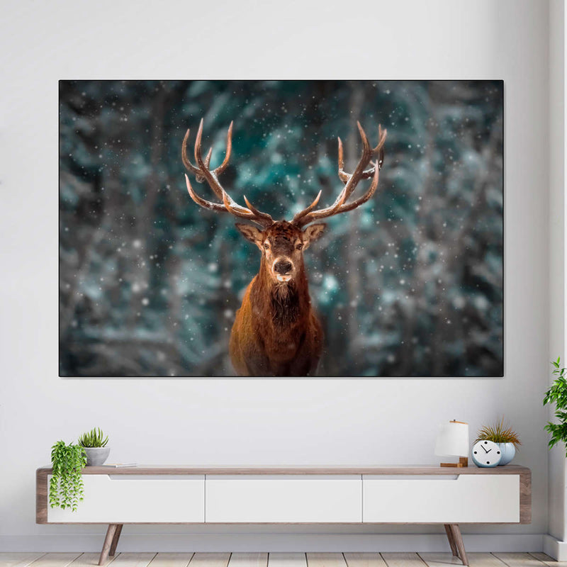 Snowy Noble Deer Wall Art