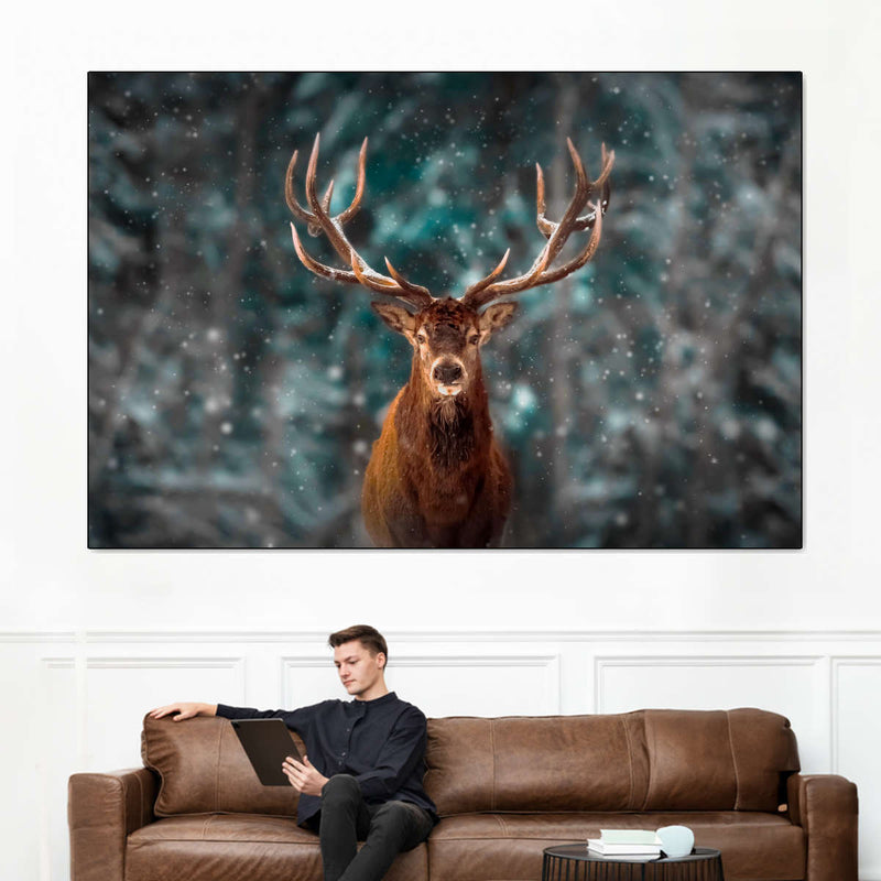 Snowy Noble Deer Wall Art