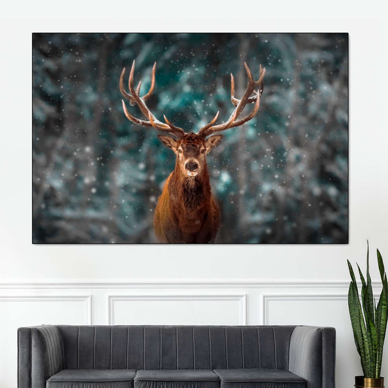 Snowy Noble Deer Wall Art