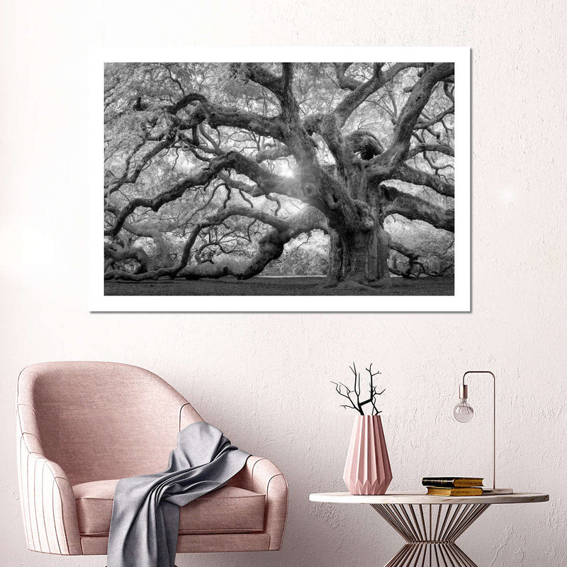 Monochrome Angel Oak Tree Wall Art