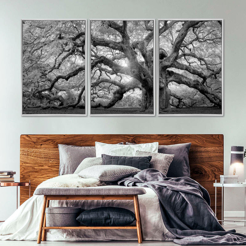 Monochrome Angel Oak Tree Wall Art
