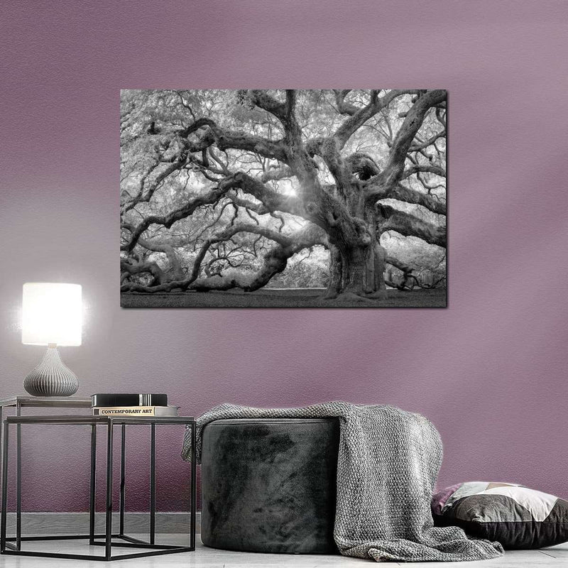 Monochrome Angel Oak Tree Wall Art