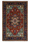 Ready to ship Rust and Blue Hand Knotted Traditional Persian Heriz Serapi Rug