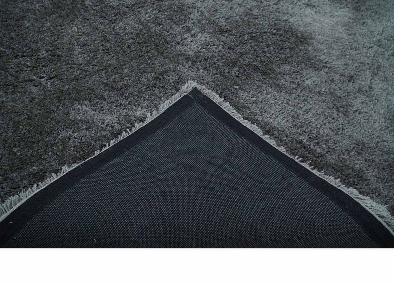 3x5, 4x6 and 5x7 Hand Woven Shag Charcoal Art Silk Soft Viscose Area Rug