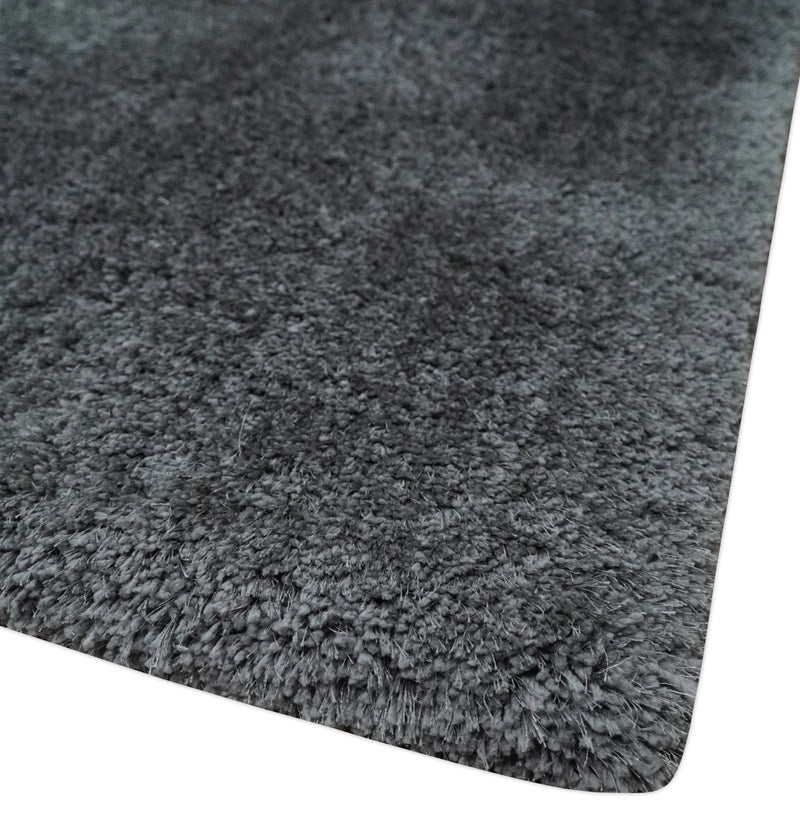 3x5, 4x6 and 5x7 Hand Woven Shag Charcoal Art Silk Soft Viscose Area Rug