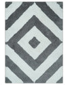 3x5, 4x6 and 5x7 Hand Woven Shag Ivory and Gray Geometrical Pattern Art Silk Soft Viscose Area Rug