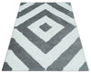 3x5, 4x6 and 5x7 Hand Woven Shag Ivory and Gray Geometrical Pattern Art Silk Soft Viscose Area Rug