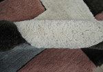3x5, 4x6 and 5x7 Hand Woven Shag Ivory. Charcoal and Peach Art Silk Soft Viscose Area Rug