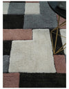 3x5, 4x6 and 5x7 Hand Woven Shag Ivory. Charcoal and Peach Art Silk Soft Viscose Area Rug