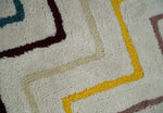 3x5, 4x6 and 5x7 Hand Woven Shag Ivory with multicolor Stripes Art Silk Soft Viscose  Area Rug