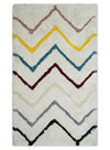 3x5, 4x6 and 5x7 Hand Woven Shag Ivory with multicolor Stripes Art Silk Soft Viscose  Area Rug