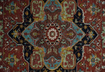 Hand Knotted Rust, Blue and Black Traditional Vintage Style Heriz Serapi Custom Made Wool Area Rug