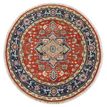 Rust and Blue Hand Knotted Traditional Heriz Serapi Multi Size wool Area Rug