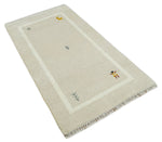 3x5 Beige and Ivory Wool Hand Knotted traditional Vintage Antique Southwestern Tribal Gabbeh | TRDCP38035