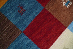 3x5 Blue and Brown Wool Hand Knotted traditional Vintage Antique Southwestern Gabbeh, Entryway rug | TRDCP37635