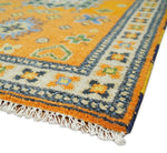 3x5 Gold and Blue Wool Hand Knotted traditional Vintage Antique Southwestern Kazak | TRDCP36735