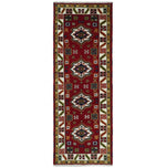 3x8 Runner Hand Knotted traditional Kazak Rust and Ivory Armenian Rug | KZA23