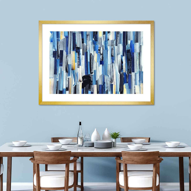 Striped Blue Abstract Wall Art