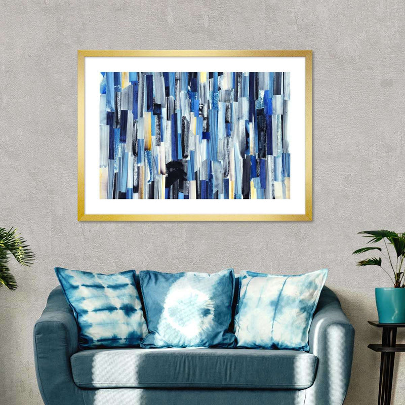 Striped Blue Abstract Wall Art