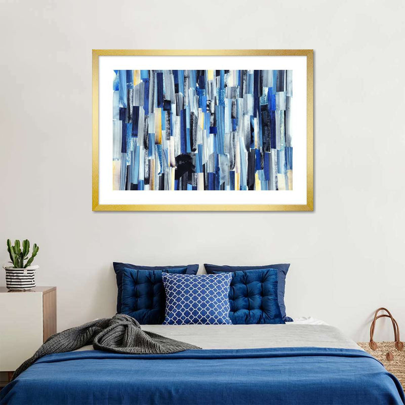 Striped Blue Abstract Wall Art