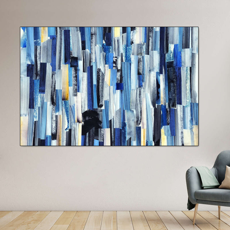 Striped Blue Abstract Wall Art