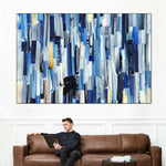 Striped Blue Abstract Wall Art