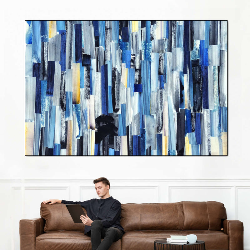 Striped Blue Abstract Wall Art