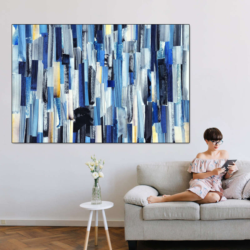 Striped Blue Abstract Wall Art