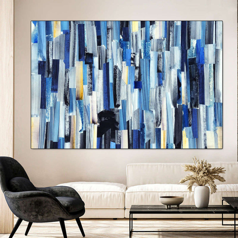 Striped Blue Abstract Wall Art