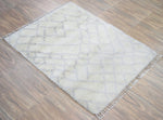 4x6 Ivory and Charcoal Handmade Moroccan Design Area Rug | TRD171746