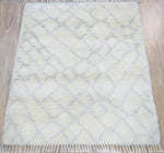 4x6 Ivory and Charcoal Handmade Moroccan Design Area Rug | TRD171746