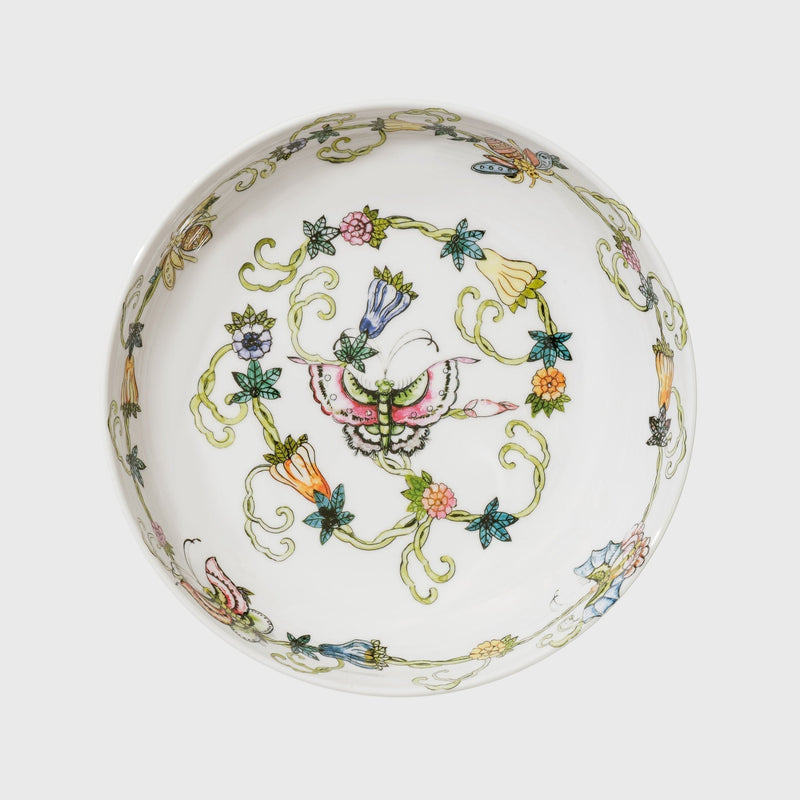Butterfly and bees shallow bowls, set of four