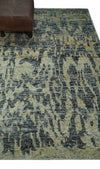 4.5x6.5 Hand Knotted Beige, Camel and Charcoal Modern Abstract Contemporary Recycled Silk Area Rug | OP127