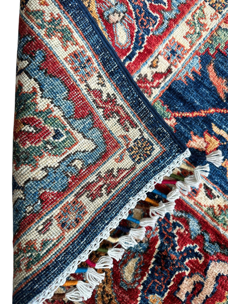 Hand-Knotted AfghanI Bidjar Ghazni Wool Rug – 6'7" x 9'10" – Elegant Floral Design