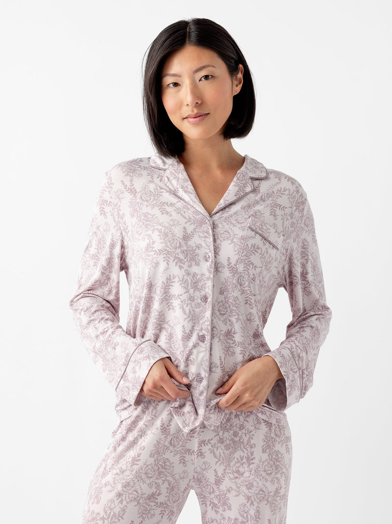 Women's Stretch-Knit Long Sleeve Bamboo Pajama Set