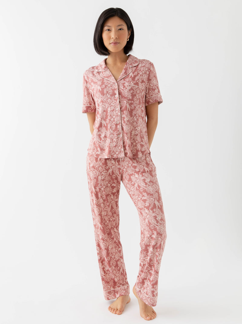 Women's Stretch-Knit Short Sleeve & Pant Bamboo Pajama Set