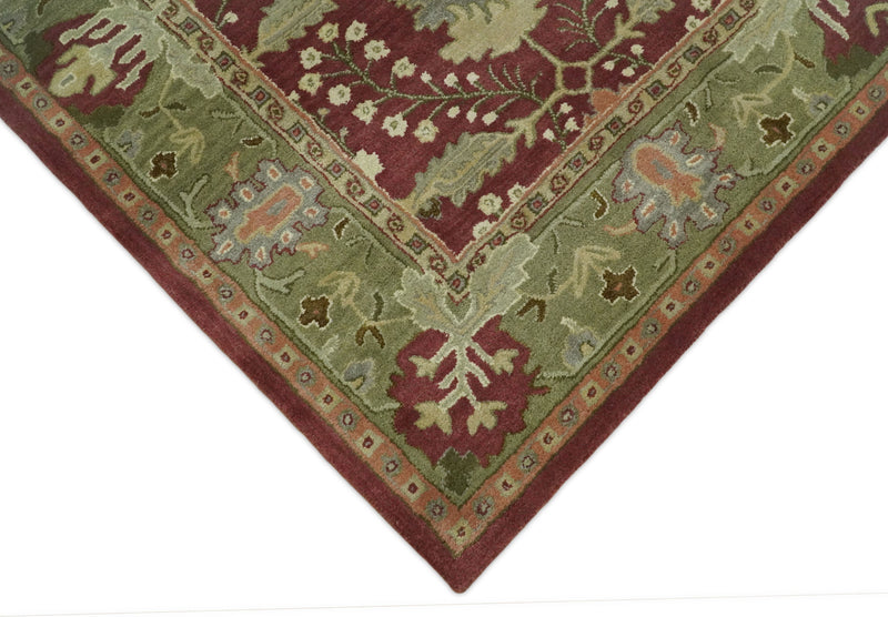 5x8, 6x9, 8x10 and 9x12 Handmade Persian Design Rust and Green made with fine wool Area Rug |  TRDCP150810