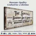 Personalized Basement Bar Sign: Rustic Modern Decor for Your Home Bar – Perfect Last Minute Anniversary Gift for Him