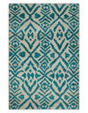 4x6 and 9x12 Hand Knotted Ivory and Blue Modern Contemporary Southwestern Tribal Trellis Recycled Silk Area Rug | OP21