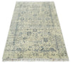 4x6 Fine Hand Knotted Beige and Gray Traditional Vintage Persian Style Antique Wool and Silk Rug | AGR14