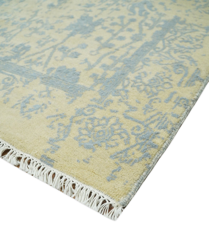 4x6 Fine Hand Knotted Gold and Silver Traditional Vintage Persian Style Antique Wool and Silk Rug | AGR11