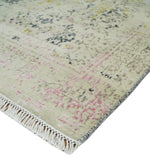 4x6 Fine Hand Knotted Gold, Gray and Ivory Modern Abstract Wool and SIlk Area Rug | AGR17