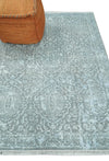 4x6 Fine Hand Knotted Silver and Blue Traditional Vintage Persian Style Antique Wool and Silk Rug | AGR18