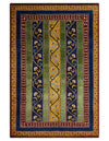 4x6 Green, Gold and Blue Striped Wool Hand Knotted Southwestern Lori Gabbeh Rug | KNT54