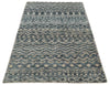 4x6 Hand Knotted Ivory, Camel and Blue Modern Contemporary Southwestern Tribal Trellis Recycled Silk Area Rug | OP55