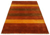 4x6 Small Rust and Gold Striped Wool Hand Woven Southwestern Gabbeh Rug| LOR20